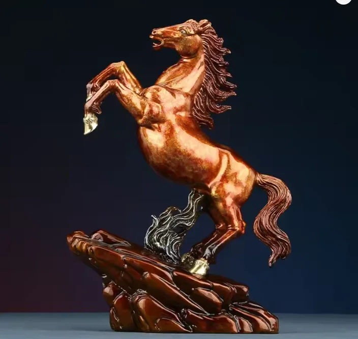 27cm Painting Copper Horse Statue 'Horse come successful ' Braving Horse with Feet sculpture