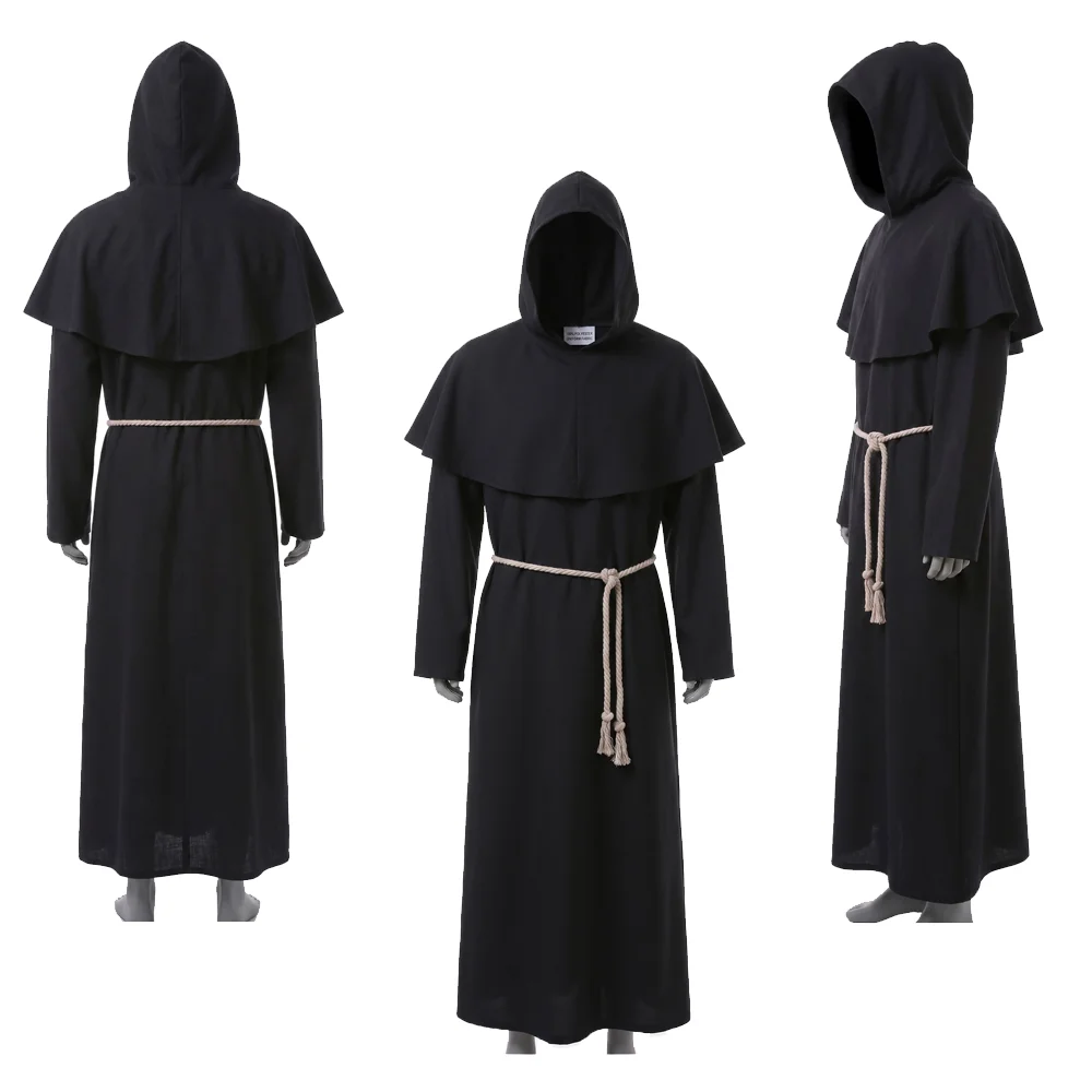 

Ringwraith Cosplay Costume The Lord Cosplay The Rings Men Hooded Monk Robe Black Long Gown Halloween Carnival Disguise Uniform