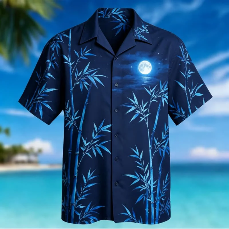 Men's Natural Landscape Printed Short Sleeved shirt, Integrating Artistic Style With Daily comfort, Effortlessly Fashion