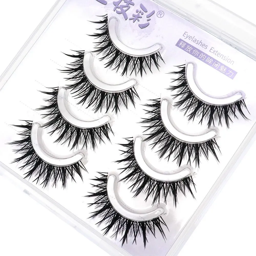 4 คู่ดูธรรมชาติขนตาปลอมไทยแต่งหน้า CLEAR Band Fairy Lashes คอสเพลย์ Wispy Fluffy 3D ขนตาผู้หญิง