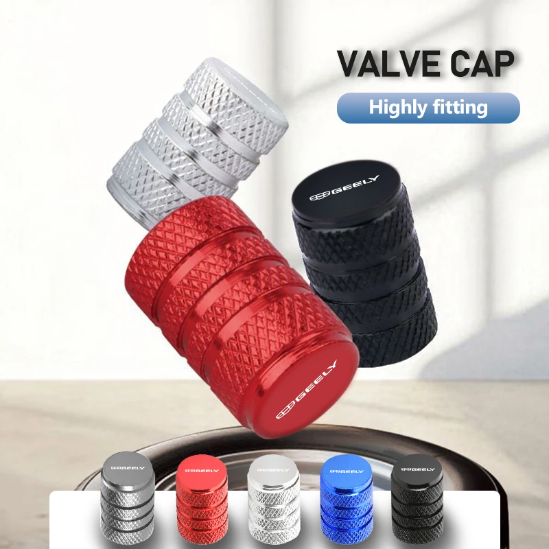 4PCS Car Tire Valve Caps Cover Aluminum Tire Wheel Stem Cap For Geely EX5 E5 L6 L7 EMI NO.1 Proton E.MAS 7 5 E8 Starry 8 Cityray