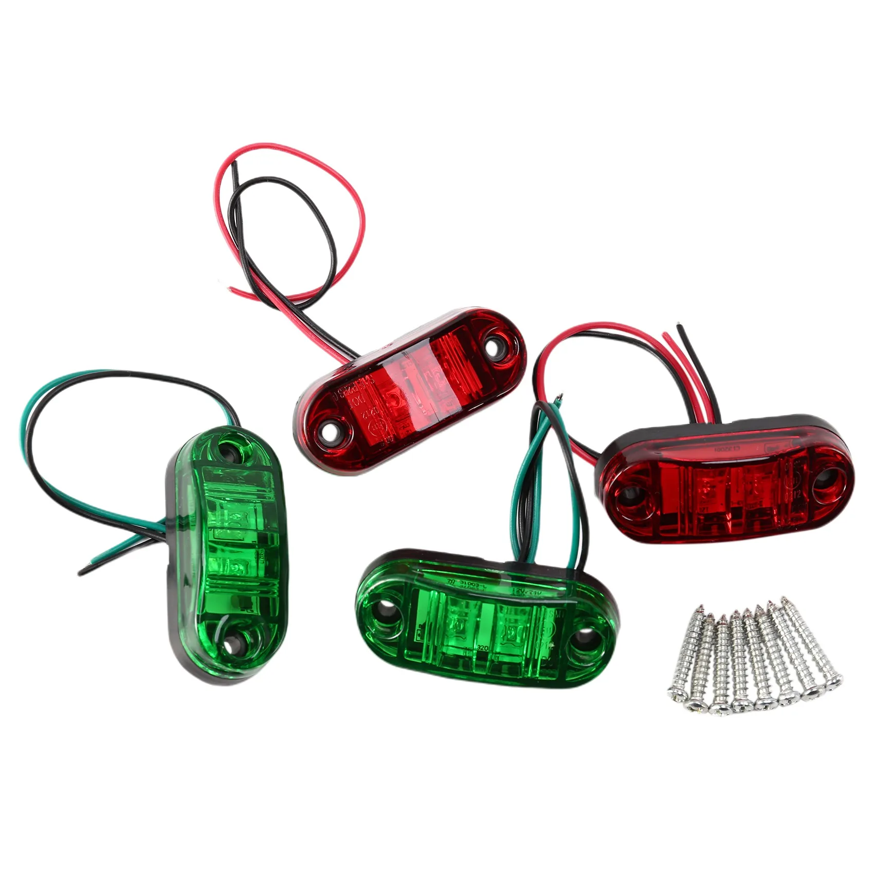 Firmly 4 X 2 LED Red/Green Marine Boat Navigation Lights 10-30V Boats Running Light Truck Van Side Light