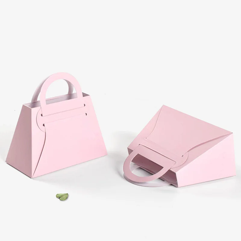 10Pcs Pink Handbag Candy Box Creative Mini Wedding Festival Favor Gift Box Fold Packaging Bag Engagement Birthday Party Supplies