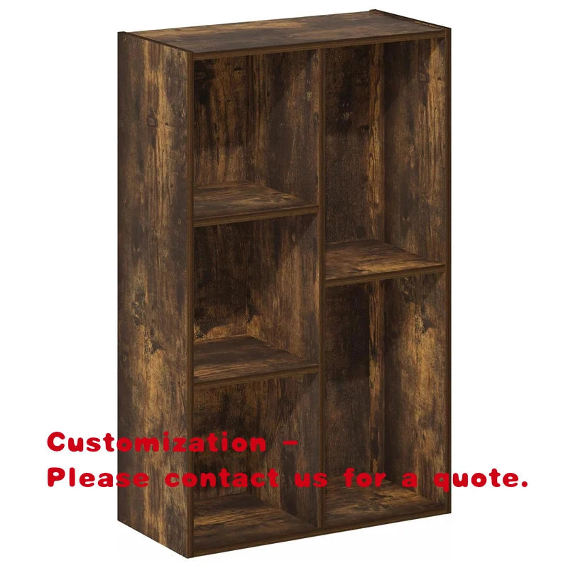 

custom.Multi-Functional 5-Cubby White Bookcase, 2+3 Grid Freestanding Shelf, Practical Organizer Home Office, Study & Entryw