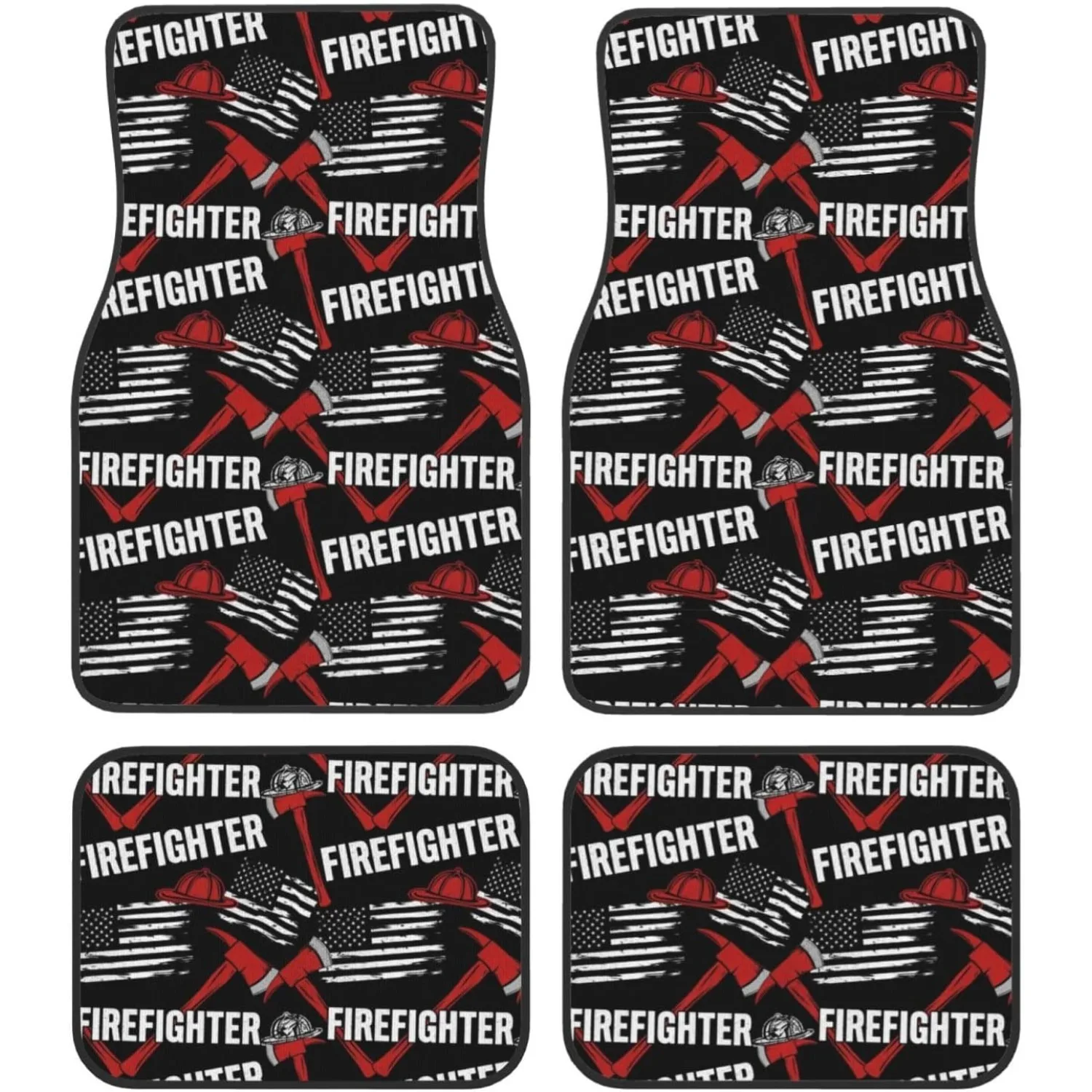 Collection Of 4 Durable All-Season Vehicle Floor Mats, Sturdy Non-Slip Universal Fit For Cars, Trucks, And Suvs, Featuring The A