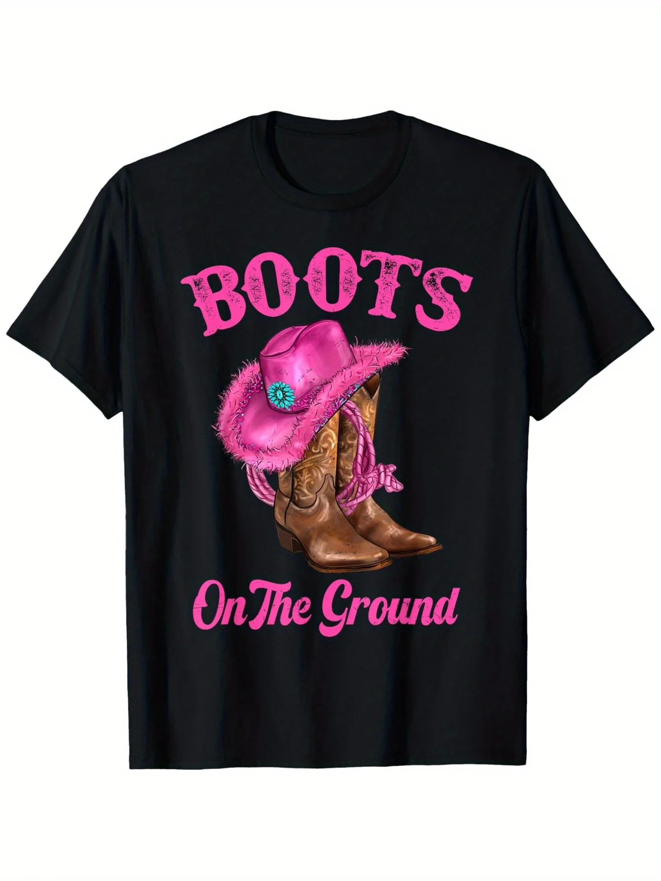 Men's Soft Breathable Cotton Rodeo Cow T-Shirt - Western Boots & Cow Print, Moisture-Wicking Crew Neck Tee Suitable for Rodeo Ev