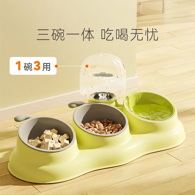 Ceramic cat bowl cat automatic water dispenser dog bowl basin three bowls integrated oblique mouth protection cervical spine