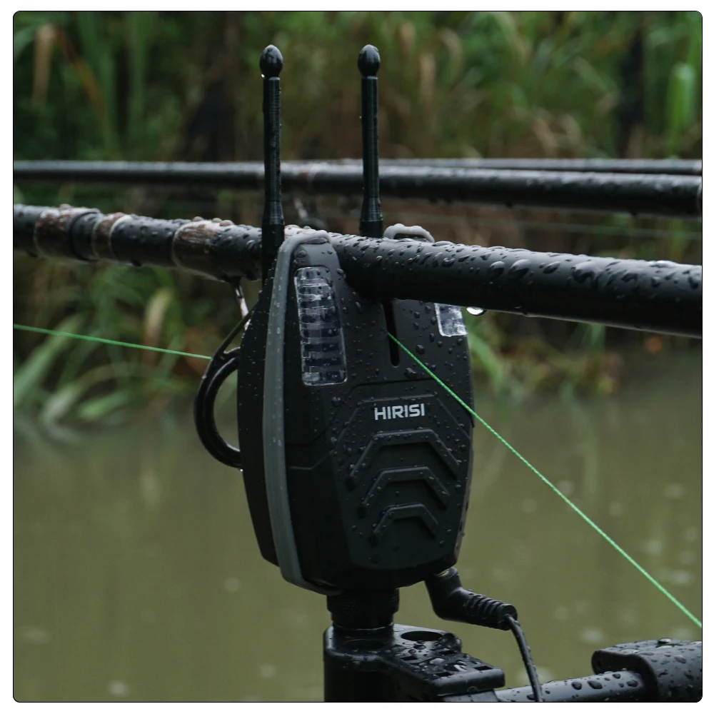 Hirisi SX1 Kabelloser Karpfenangel-Bissalarm 1+4 Set Empfänger LED-Anzeige Einstellbare Lautstärke und Ton Wasserdicht mit Aufbewahrungstasche – Detail 13