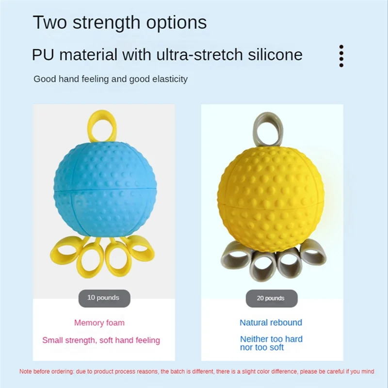 Bola de agarre elástica M87K, entrenador de rehabilitación de flexión y extensión, equipo de agarre de fuerza para los dedos, pinza muscular (10 libras)