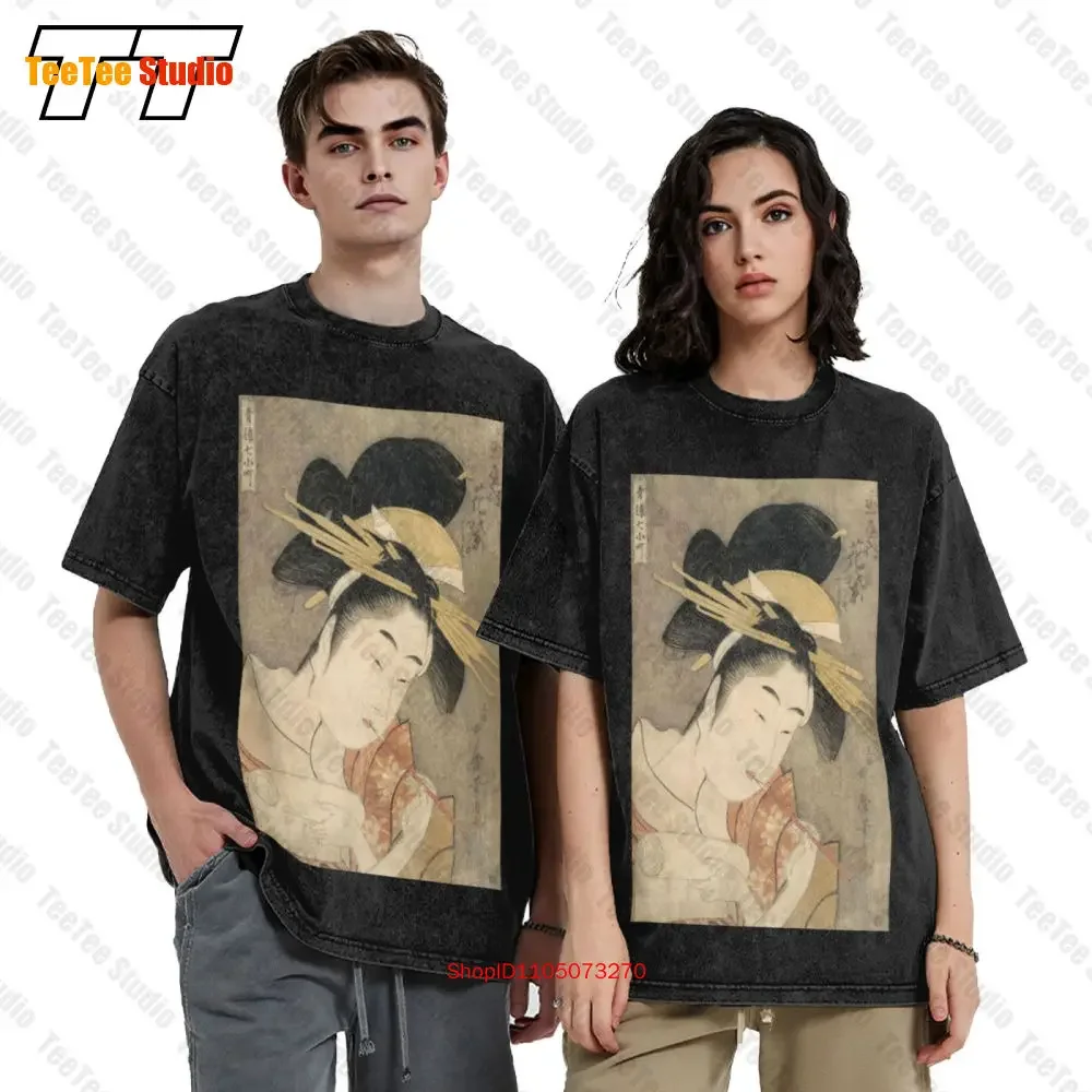 Japanese Ukiyo-E Woodblock Art Maiko Geisha Vintage Oversized T-Shirt 8TBV