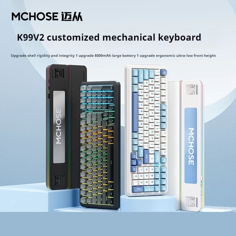 Mchose K99 V2 Customized Mechanical Keyboard Wireless Bluetooth 2.4g Three Mode Gaming Office Home Universal Design Keyboard