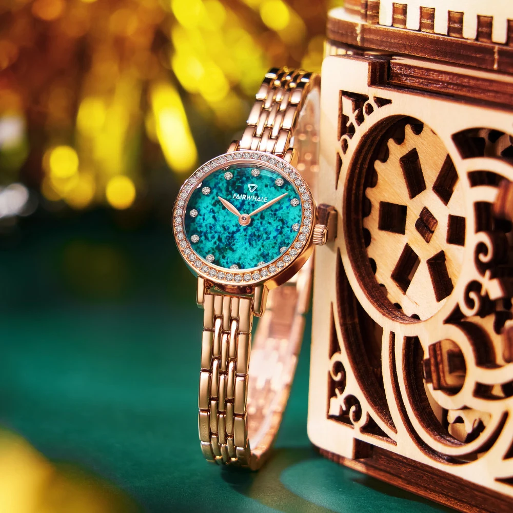 Mark Fairwhale Women's Small Quartz Watch Exquisitely Diamond-Set British-Style Starry Sky Watch for Women Ladies Clock