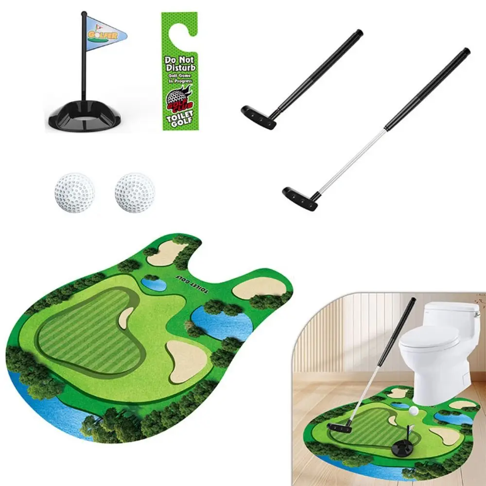 Mini Toilet Golf Game Funny Creative Mini Golf Practice Set Portable Green Felt Golf Sport Set Children's Toy