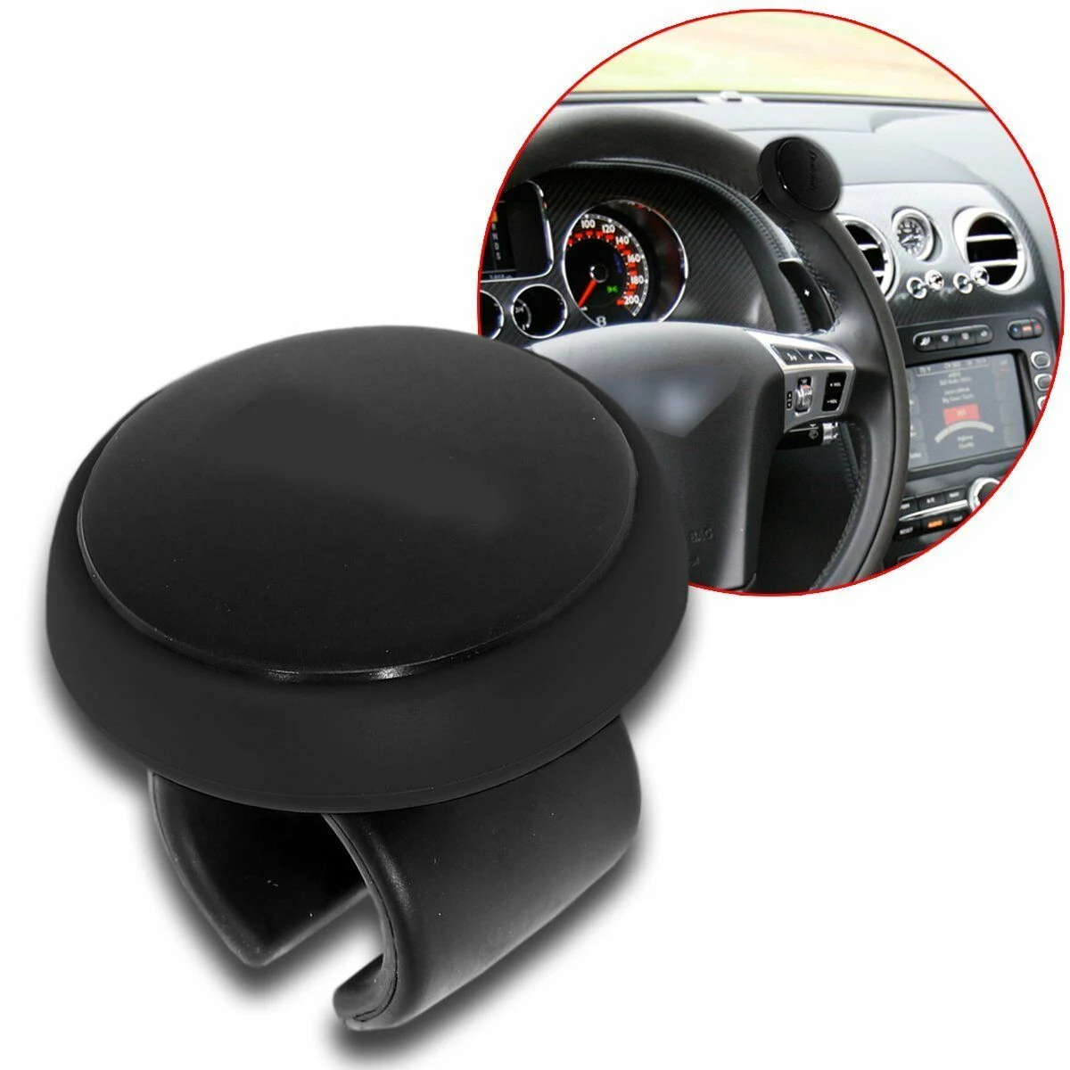 

Turning Steering Wheel Booster Spinner Knob Black Driving Turning Helper Rotation Silicone Bearing Power Handle Ball for Car