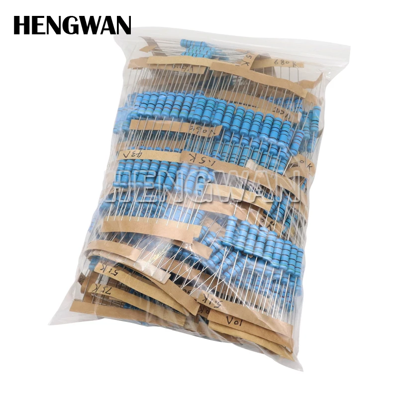 640pcs 2W Metal Film Resistor Kit 1% 0.33R - 1M ohm 64ValuesX10pcs Resistance Set Assortment Pack