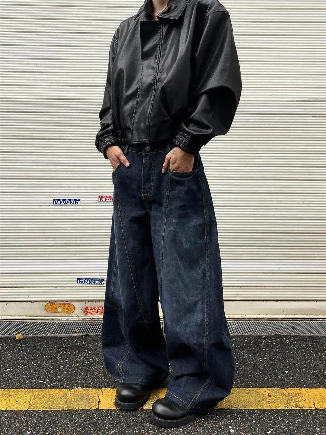 

American Retro Street Sle Jeans Men Women Waed Faded Wide Leg Loose Slimming Drapey Straight Casual Pants