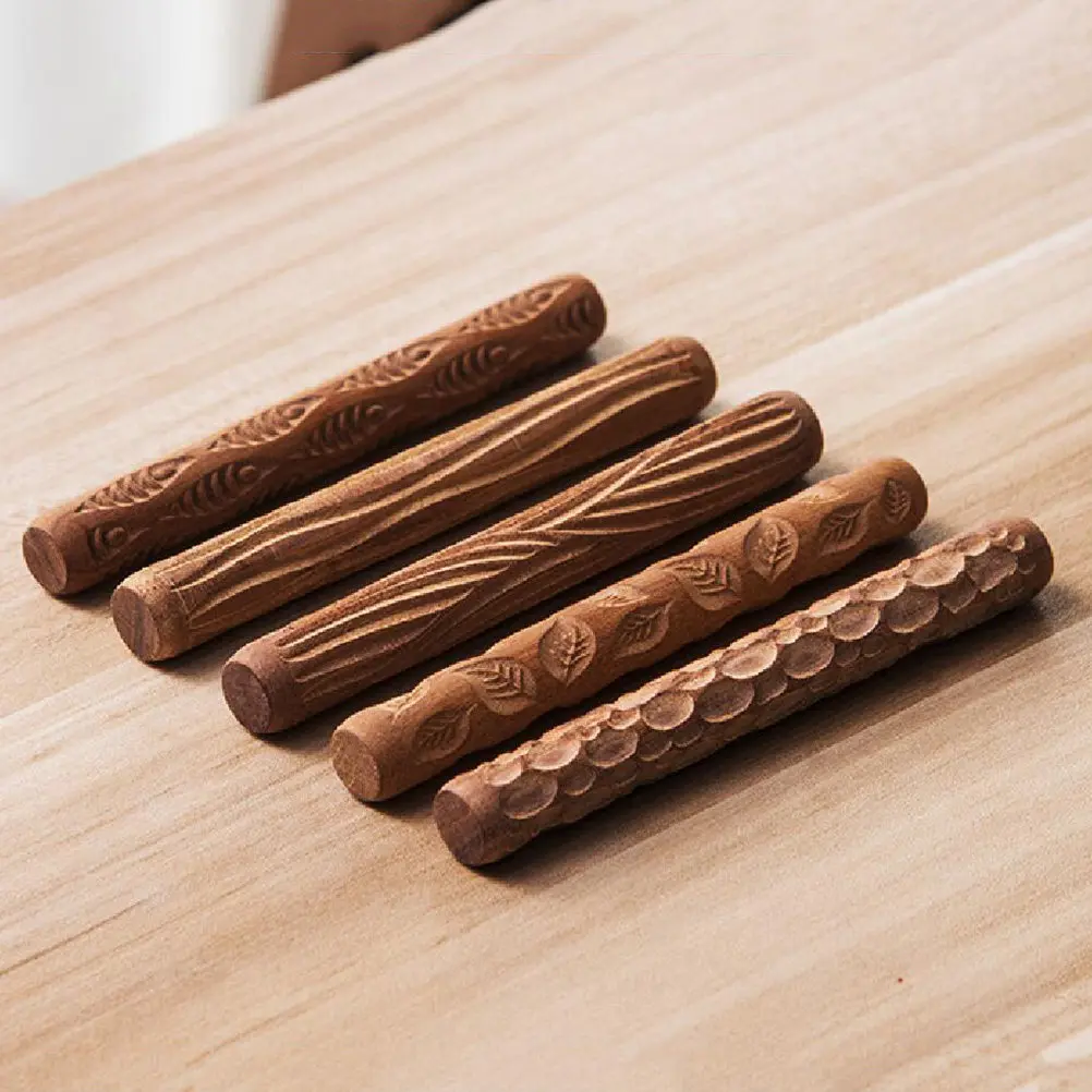 

Muscle Texture Mud Roller 8Cm Wood Handheld Clay Printing Rod For Diy Pottery Craft Ceramic Making Tool Clay Accessories