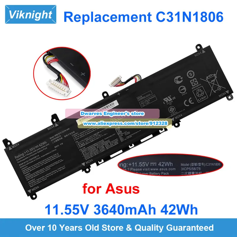 

Оригинальный аккумулятор C31N1733 C31N1911 B31N1911 C31N1806 11,55 В 42 Втч для VivoBook Flip 14 TP412FA TP412UA M413DA TM420IA S13 S330FA