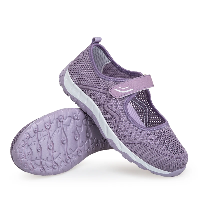 

Women's Shoes Hollow Breathable Comfortable Lightweight Soft Non-slip Flat Mom Shoes Outdoor Running Casual Sports Shoes Size 43