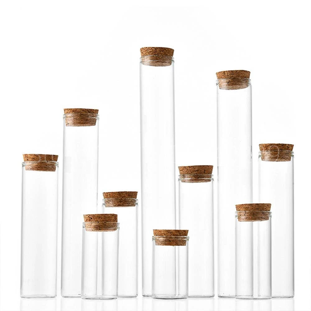 Cork Stopper Dragees Jars Bottles 12ml/15ml/20ml/30ml/40ml/50ml/55ml/60ml/80ml/100ml Small Glass Test Tube with Cork 20 pieces