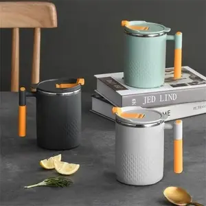 Doppelschicht Anti-Wee-Keeping-Kaffeetasse 304 Tasse Edelstahlwasser mit Griff und Leckage Wärme Canecas 6 Hauptverkaufsthermie Becher mit Foca - №1