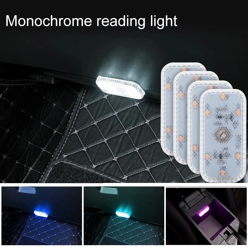 LEDTouch Light Car Interior Light Roof Ceiling Reading Lamp Mini WirelessUSB Charging Auto Door Foot Trunk Storage Box Night LED