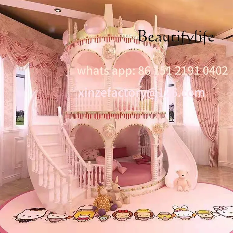 تخصيص سرير ذات طابقين الديكور السلامة الحديثة الشريحة القلعة سرير الأميرة روضة كاما Infantil Furn