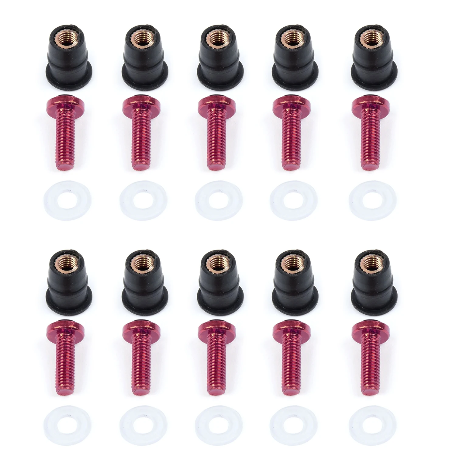 

Vibrant Colors Motorcycle Windshield Bolt Screw Kit M5x15mm Set of 10 Red/Turquoise/Blue/Orange red/Fuchsia/Gold/Silver/Black