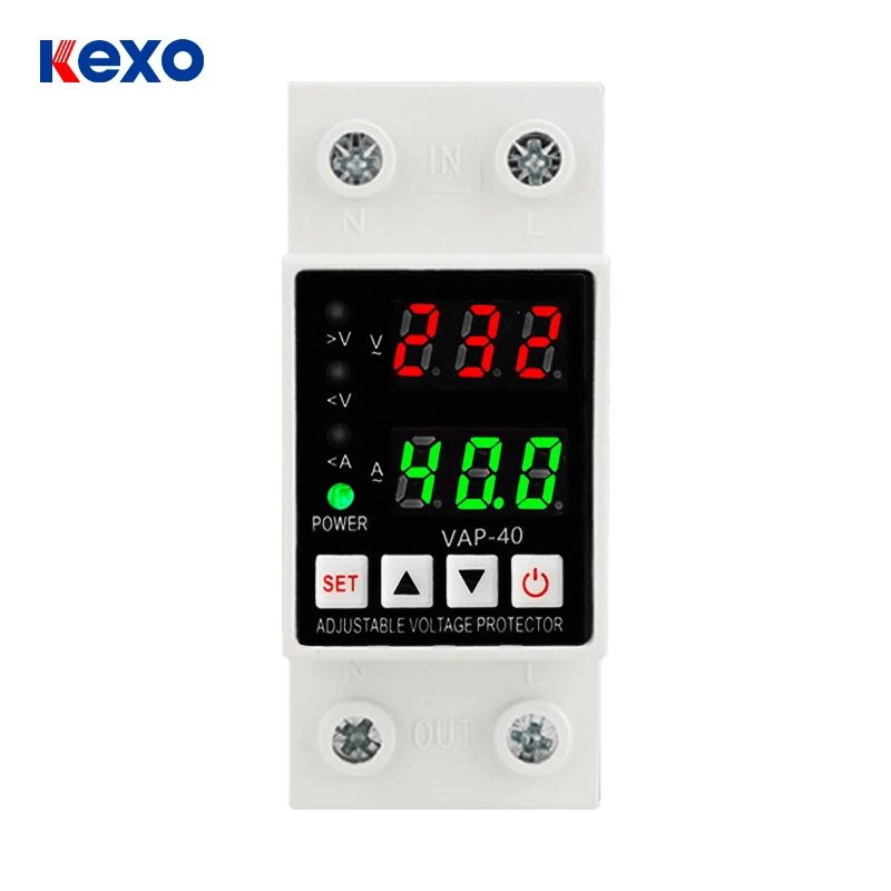 40A 63A 230V Din Rail Adjustable Over Voltage And Under Voltage Protective Device Protector Relay Over Current Protection Limit