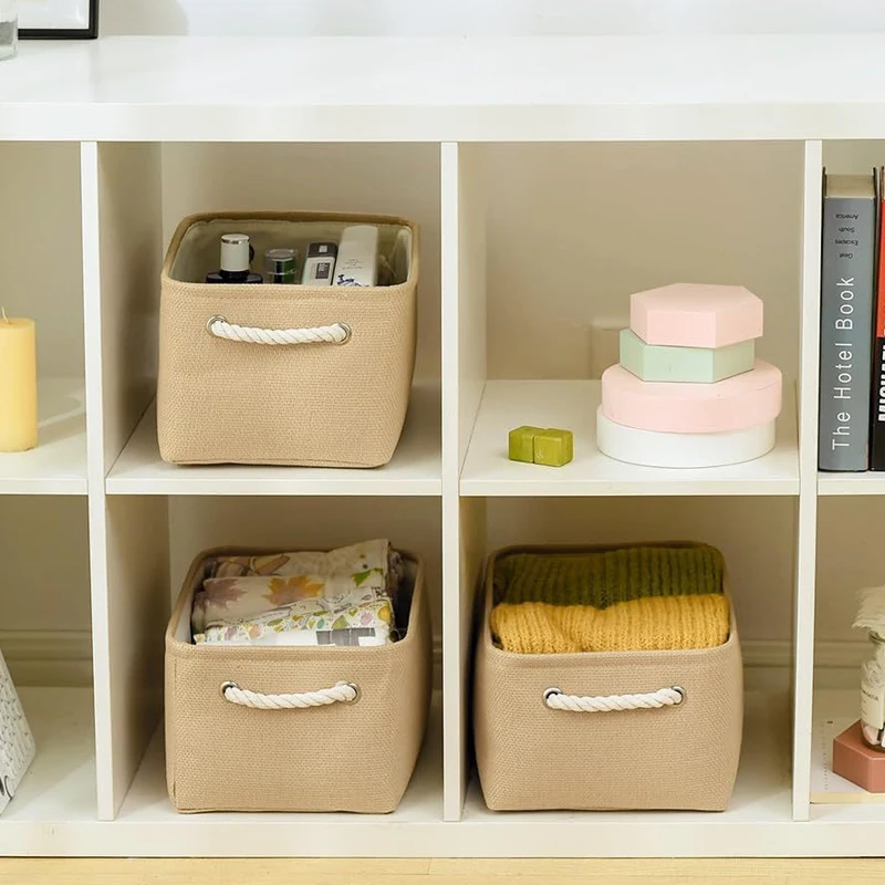 Linen Desktop Storage box Laundry Basket Space-saving Cosmetic Book Organizer Picnic Basket Toy Baskets for Kids