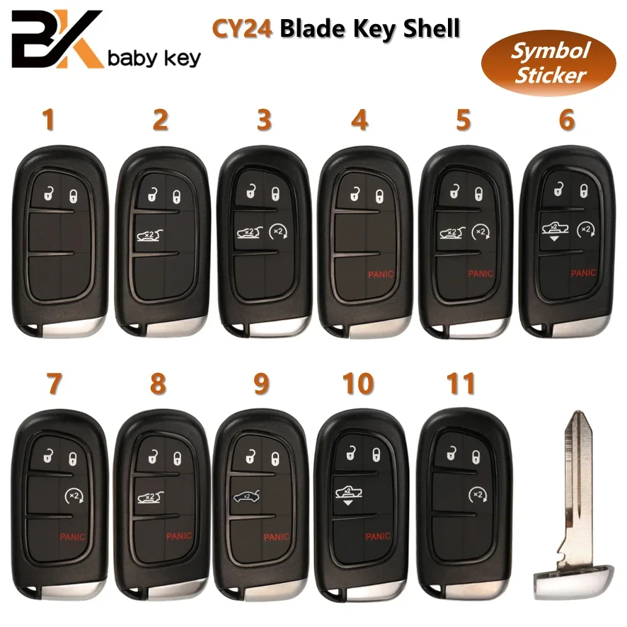 BB Key Shell for Jeep Compass Grand Cherokee Dodge Ram 1500 Journey Dart Challenger Durango Renegade Chrysler 300 CY24 Blade