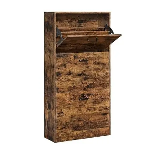 Schoenenkast Met 3 Flappen, 3 Tier Houten Opbergkast, Ideaal Voor Smalle Ingang, Hal, Woonkamer,