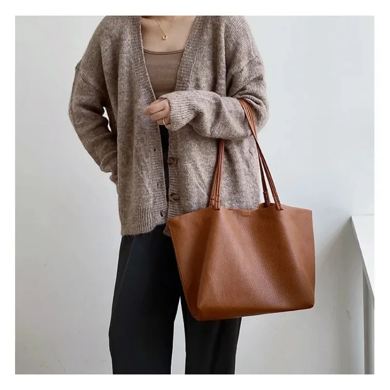 Sac à Main en Cuir PU de Grande Capacité pour Femme, Fourre-Tout Solide de Bonne Qualité, Petit Sac Bandoulière