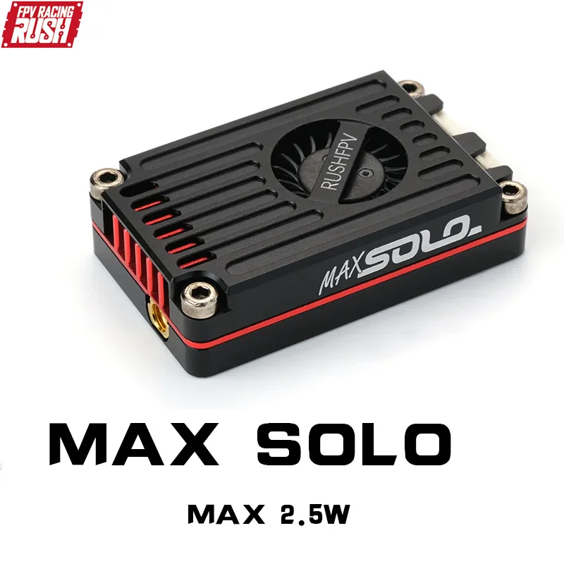 RUSH TANK MAX SOLO 5.8GHz 2.5W High Power 48CH VTX Video Transmitter Cooling Fan with CNC shell For RC FPV Long Range Fixed-wing