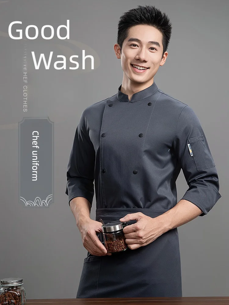 Abrigo de Chef para hombre, delantal de manga larga, traje de cocina personalizable de alta calidad para restaurante, Hotel, chimenea, ropa de otoño