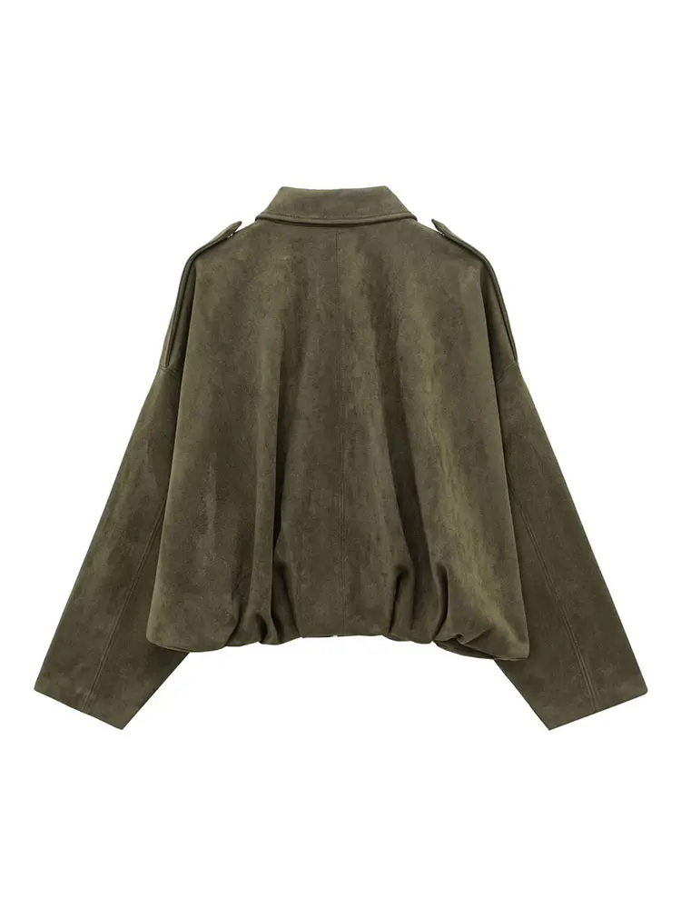 TRAF Spring Women's Casual Style Short Jacket Coat Zipper Long Sleeve Jackets for Women Elegant New Outerwears image 2