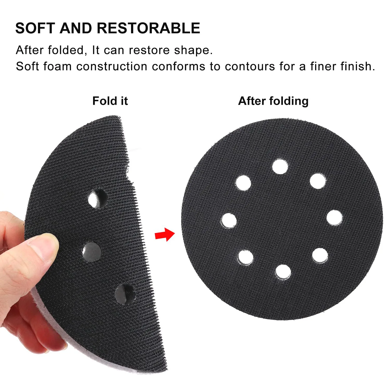 2Pcs 5 Inch 125mm 8 Holes Interface Pad Hook and Loop Soft Density Sponge Cushion Buffer Backing Pad For Sander Sanding Pad