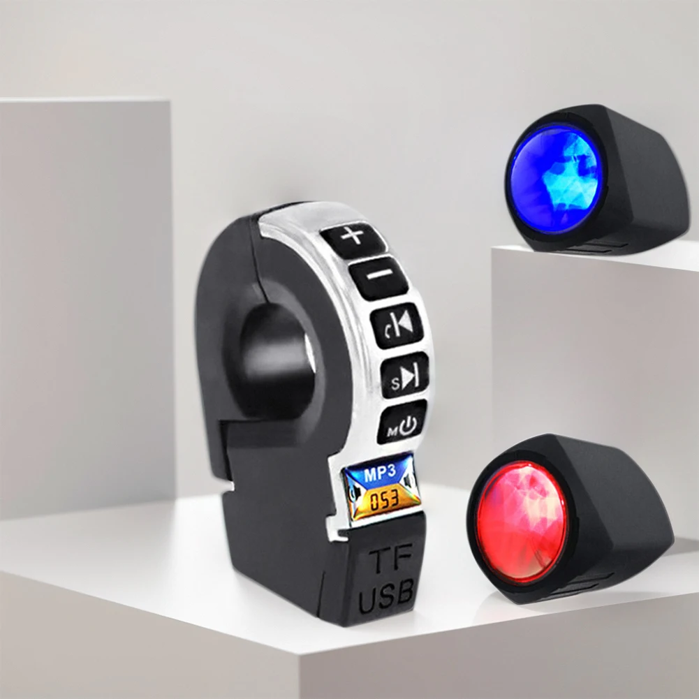 BT Audio with Handle Switch Support FM Radio Motorcycle Horns Bluetooth-Compatible TF Card Playback & USB Mobile Phone Charging