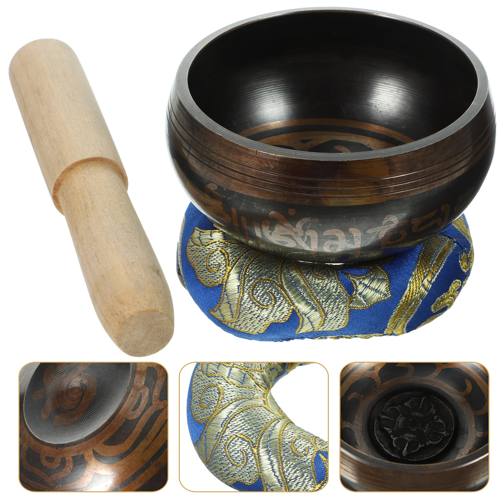 

1 Set Meditation Sound Singing Bowl Ode Home Decor Wood Rod Lightweight Portable Tool Copper Bowl Set