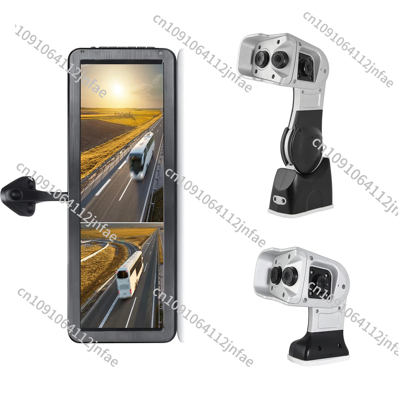 12.3 Inch AHD Dual Split Truck Side View Mirror mo DVR Rear View Car cam System Bus Blind Sport Arm cam