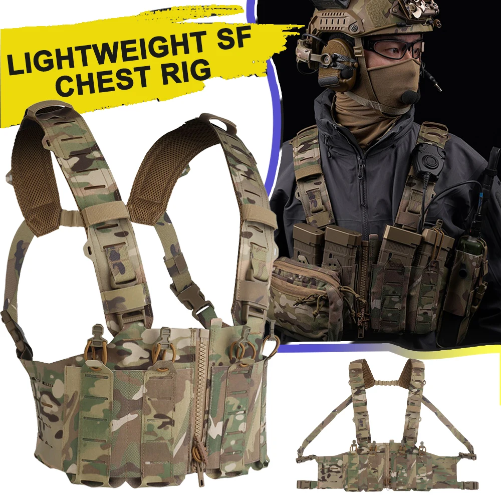 

Tactical Lightweight SF Chest Rig Quick Rlease Fit for MOLLE Mag Pouch Radio GP Bag Hunting Airsoft Chest Rig Vest Equipment