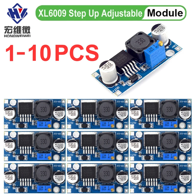1-10PCS XL6009 4A Boost Converter Step Up Adjustable 15W 5-32V to 5-50V DC-DC Power Supply Module LM2577 Step-up Module