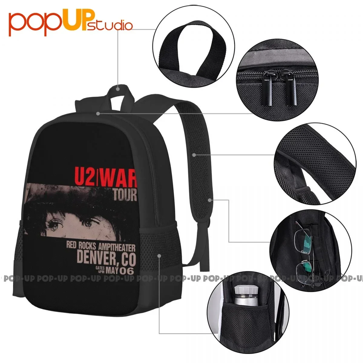 U2 War Red Rocks กระเป๋าเป้สะพายหลังความจุขนาดใหญ่โรงเรียน Art พิมพ์กระเป๋าโรงเรียนกระเป๋ากีฬา