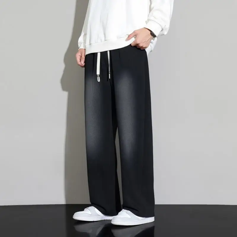 

Свободные мужские прямые хлопковые спортивные брюки, весна-осень, повседневные широкие брюки, удобные дышащие модели M