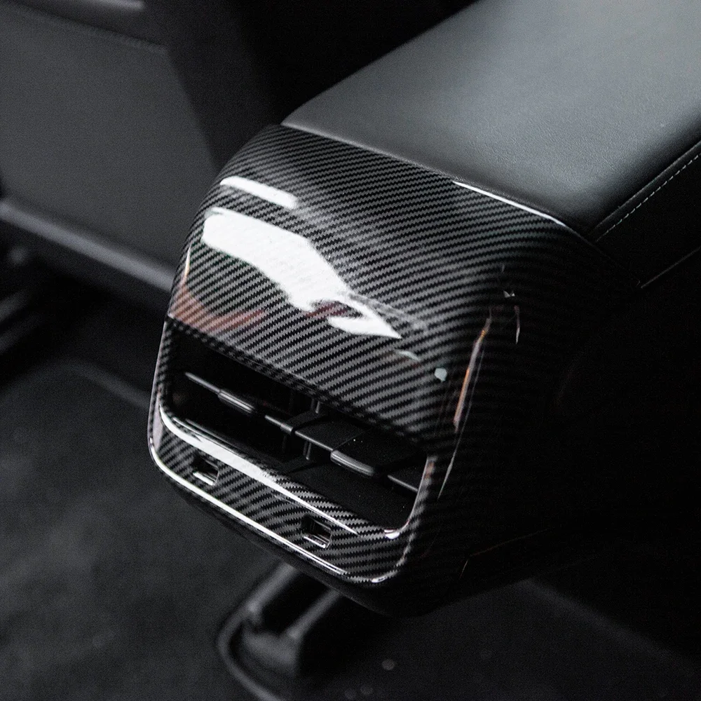 

For Tesla Model 3 Y 2017-2023 Car Interior Rear air outlet cover back exhaust vent cover Matte Carbon fiber ABS Trim