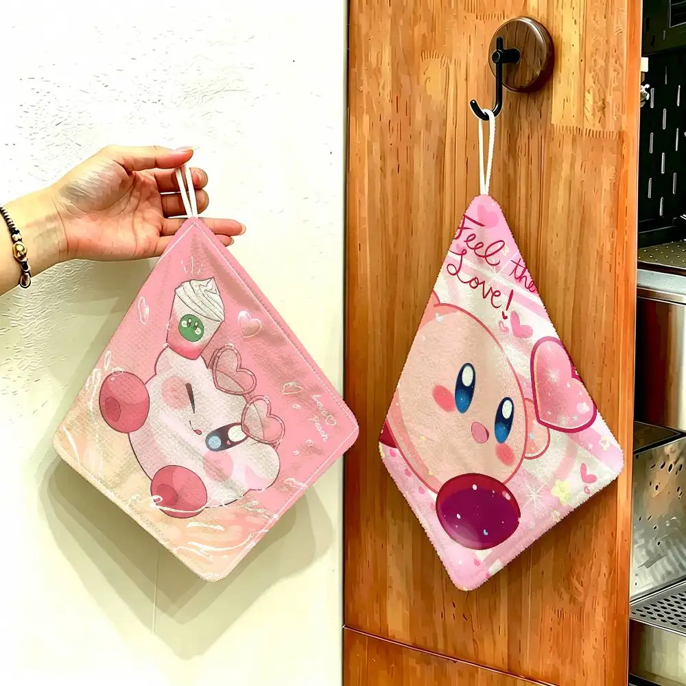 Hot Lovely K-Kirbies Polyester Cotton Hand Wiping Towel, Hanging Design, Durable for Household Restaurant Toilet Use