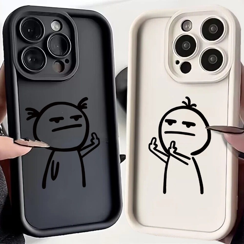 Cartoon Fun Stickman Phone Case for iPhone 16e 16 15 14 13 12 11 Pro Max Mini XR XS X 7 8 6 6s Plus Soft TPU Back Cover
