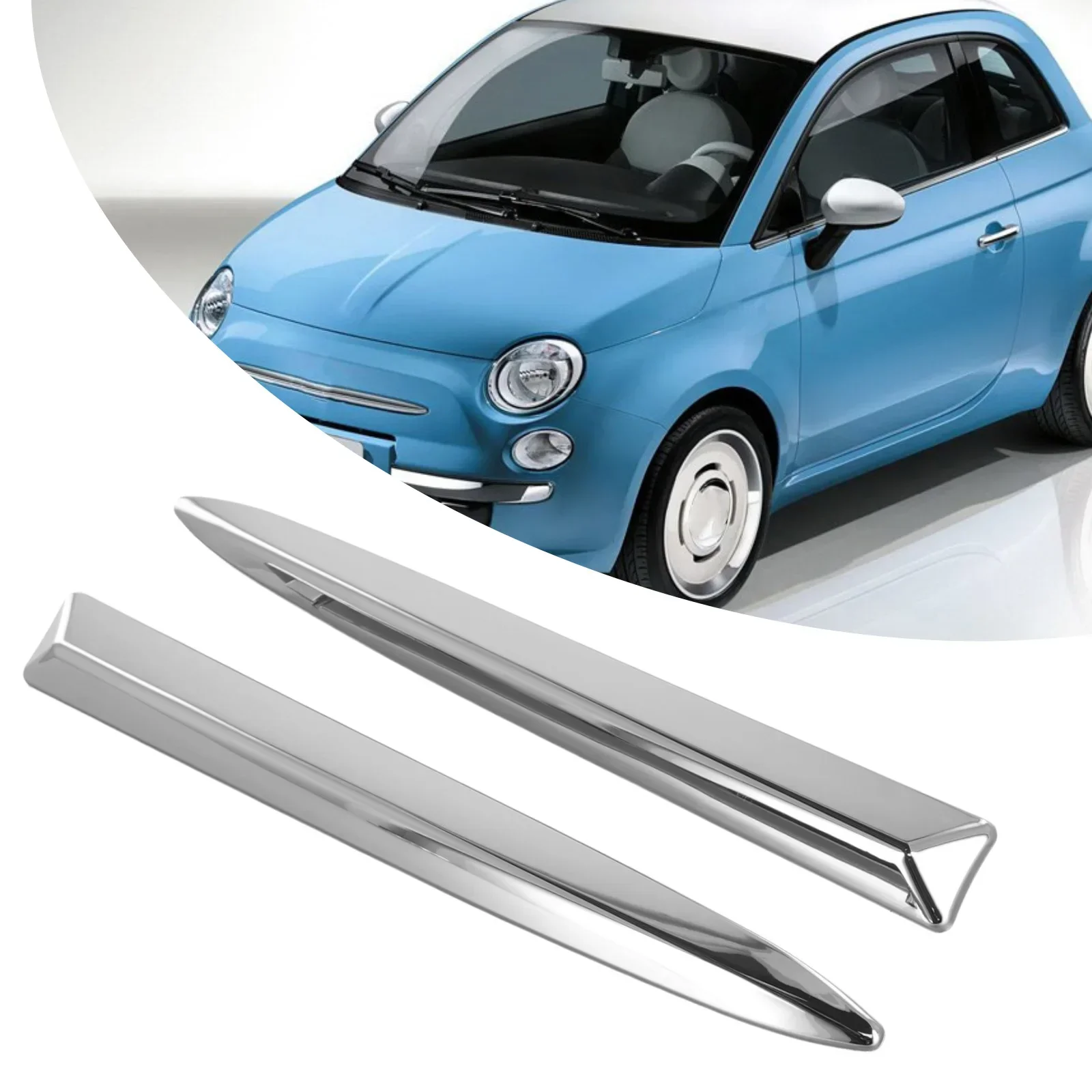 

2pcs Decoration Front Bumper Upper Grill Moulding Trim For Fiat For 500 2007-2015 735455041 735455042 Plastic