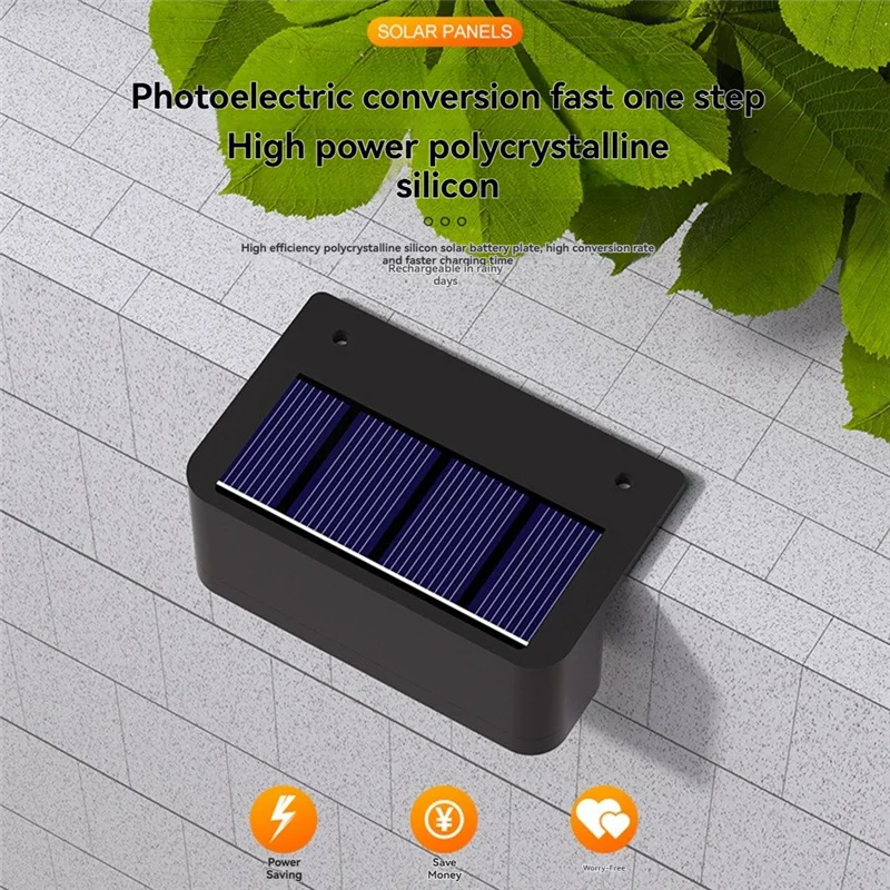 AF90-4 Pcs LED Solar Wall Lamps Stair Light Outdoor Lighting Fence Porch Decorative Lamp Step Fence Yard Garden