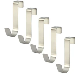 5PCS Bathroom Cabinet Door Hook Stainless Steel Door Rear Hanger Keychain Coat Hook Home Kitchen Accessories Organizer Tools